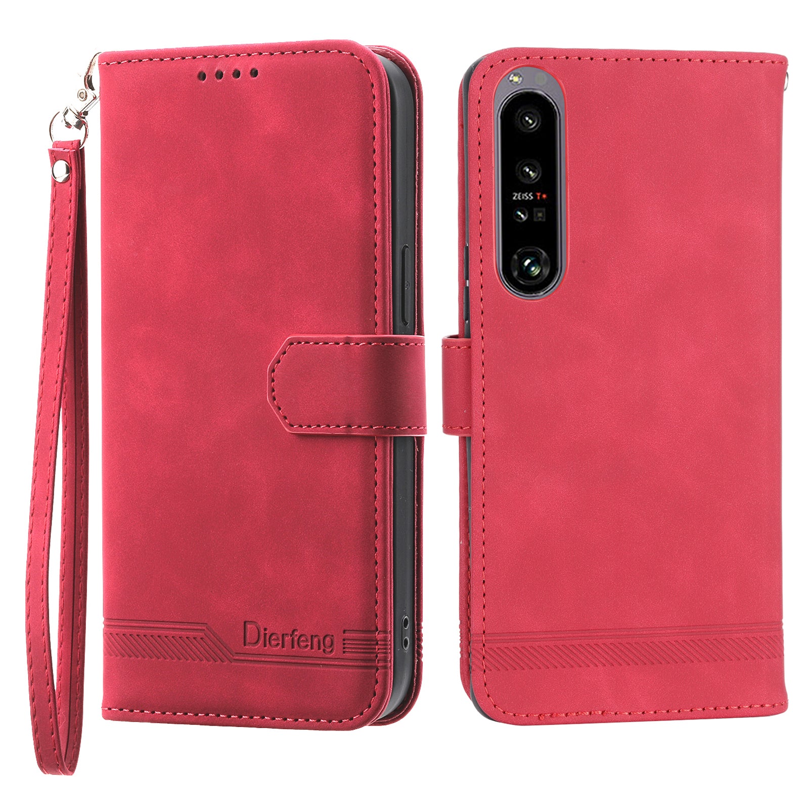 DIERFENG DF-03 Cell Phone Cover for Sony Xperia 1 IV 5G Lines Imprinted PU Leather Wallet Phone Stand Case DIERFENG DF-03 Cell Phone Cover for Sony Xperia 1 IV 5G Lines Imprinted PU Leather Wallet Phone Stand Case
